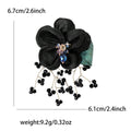 Layered Fabric Flower Brooch With Beaded Tassels Jacket and Scarf Accessory view 8