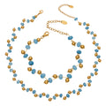 Gold Bead Stone Necklace Bracelet Set Ten Stone Options view 5