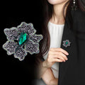 Black Flower Openwork Crystal Six Designs Metal Brooch Pin view 3