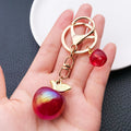 Red-Led Six-Color Iridescent Apple Double Ring Keychain Collection view 3