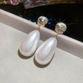 Crystal Stud Teardrop Pearl Style Earrings in Two Colors view 7