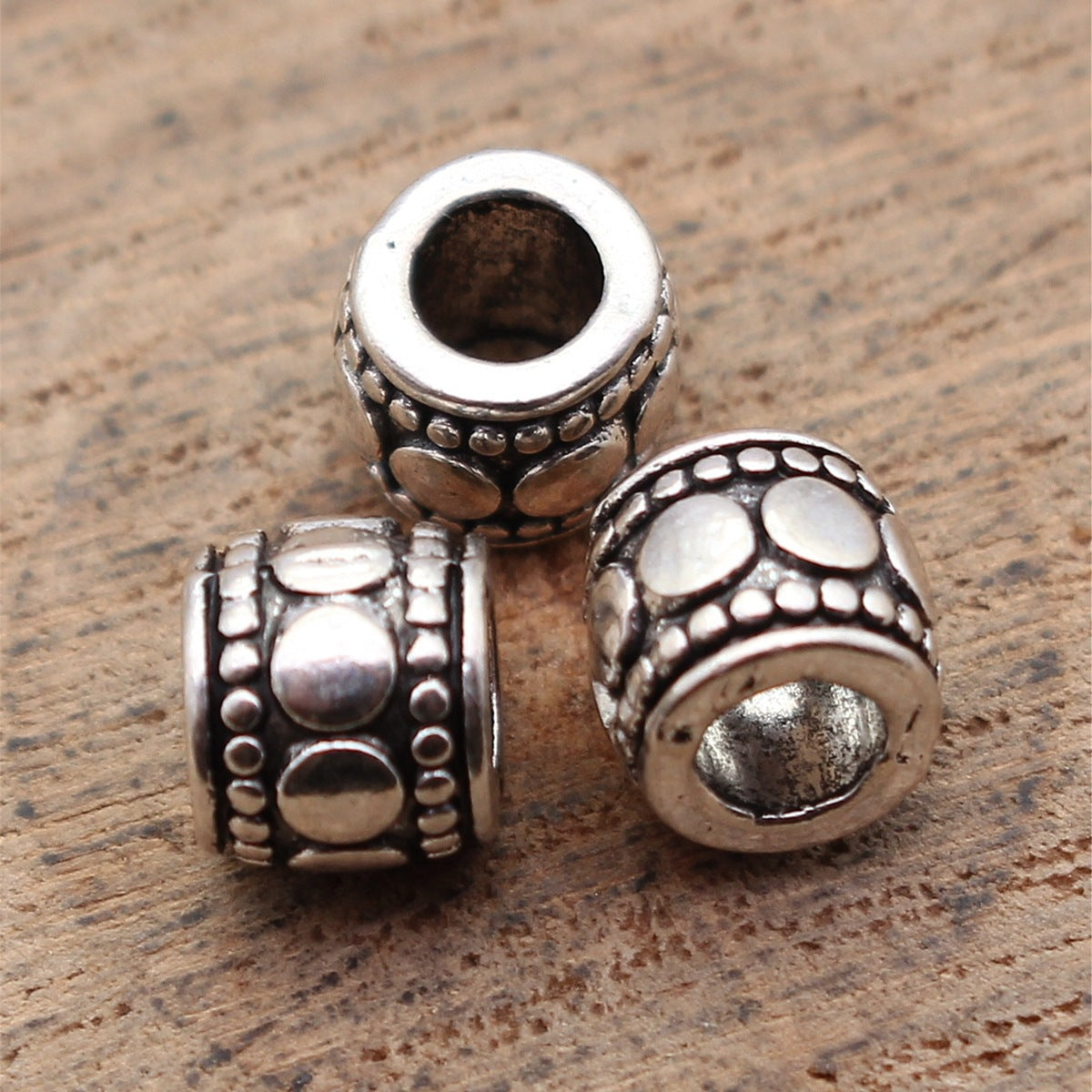 7x7x6mm 0.8g Multicolor Zinc Alloy Embossed Dot Large Hole Spacer Beads for Bracelet Jewelry Making