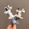 Fabric Puppy Dog Duckbill Hair Clips Plaid Wrap Style view 3