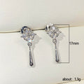 Gold and Silver Tone Geometric Crystal Drop Earrings view 5