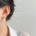 Gold Twisted Rope Bow Freshwater Pearl Drop Studs Pair view 2