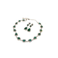 Teardrop Crystal Necklace And Earring Set In Clear Or Green view 5