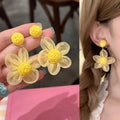 Colorful Woven Flower Cluster Statement Stud Earrings view 7