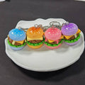 Resin Mini Hamburger Keychains Pink Purple Classic Styles view 2