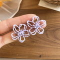 Open Outline Flower Stud Earrings in Four Pastel Colors view 8