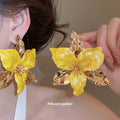 Gold Tone Enamel Flower Wire Chokers And Stud Earrings view 7