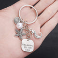 Antique Silver Seahorse Starfish Shell and Faux Pearl Keychain view 4