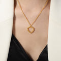 Gold Open Heart Pendant Necklace Thin Rope Chain Metal view 6