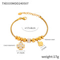 Gold Clover Charm Bracelet Necklace Heart Star Beads view 6