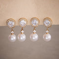 Crystal Pearl Clip Earrings and Crystal Ear Cuffs in Two Finishes view 4