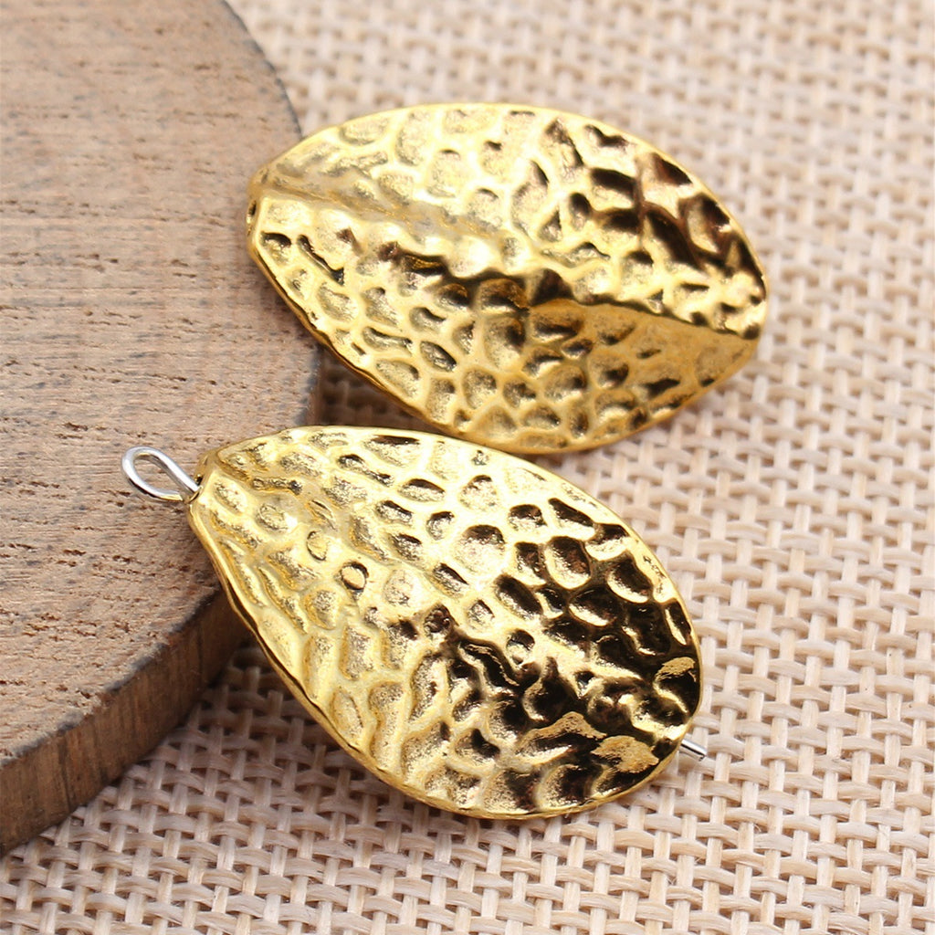 28x18mm 3g Multicolor Zinc Alloy Twisted Hammered Marquise Loose Metal Beads for Bracelet Making
