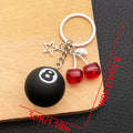 Black Eight Ball Star and Cherry Metal Keychain Set view 6