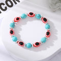 Silver Tone Turquoise Color Bead Evil Eye Stretch Bracelets view 3
