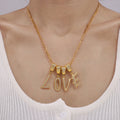 Gold Script Letter Zircon Pendant Necklaces A to Z view 3