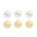 Crystal Sunflower Heart Alloy Charm Pendants in Two Metal Tones view 2