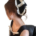 Black White Fabric Bow Hair Claw Clip Hair Accessory view 5