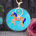 Crystal Horse Keychains with Faux Fur Pompoms in Twenty Two Options view 11