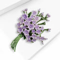 Purple Forget Me Not Bouquet Brooch with Green Stems view 2