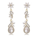Silver Tone Flower Tassel Crystal Two Designs Metal Dangle Earrings view 6