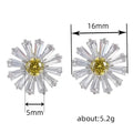 White Metal Daisy Flower Stud Earrings Yellow Center Alloy view 5