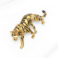 Gold Tone Tiger Brooch with Black Enamel Stripes Decorative Lapel Accessory view 3