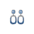 Crystal Open Rectangle Drop Earrings in Pink and Blue view 5