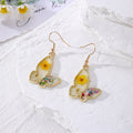 Gold Butterfly Frame Dried Flower Resin Dangle Earrings 3 Colors view 4