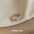 Coffee Gold Open Adjustable Fleur-De-Lis Clear Stone Band Ring view 3