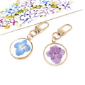 Gold Tone Round Pressed Hydrangea Resin Clip Keychains view 2