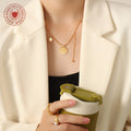 Gold Ball Chain Necklace Good Luck Disc Star Y Drop view 3