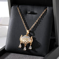 Gold Tone Ornate Cabochon Pendant Necklaces with Teardrop Crystals view 3