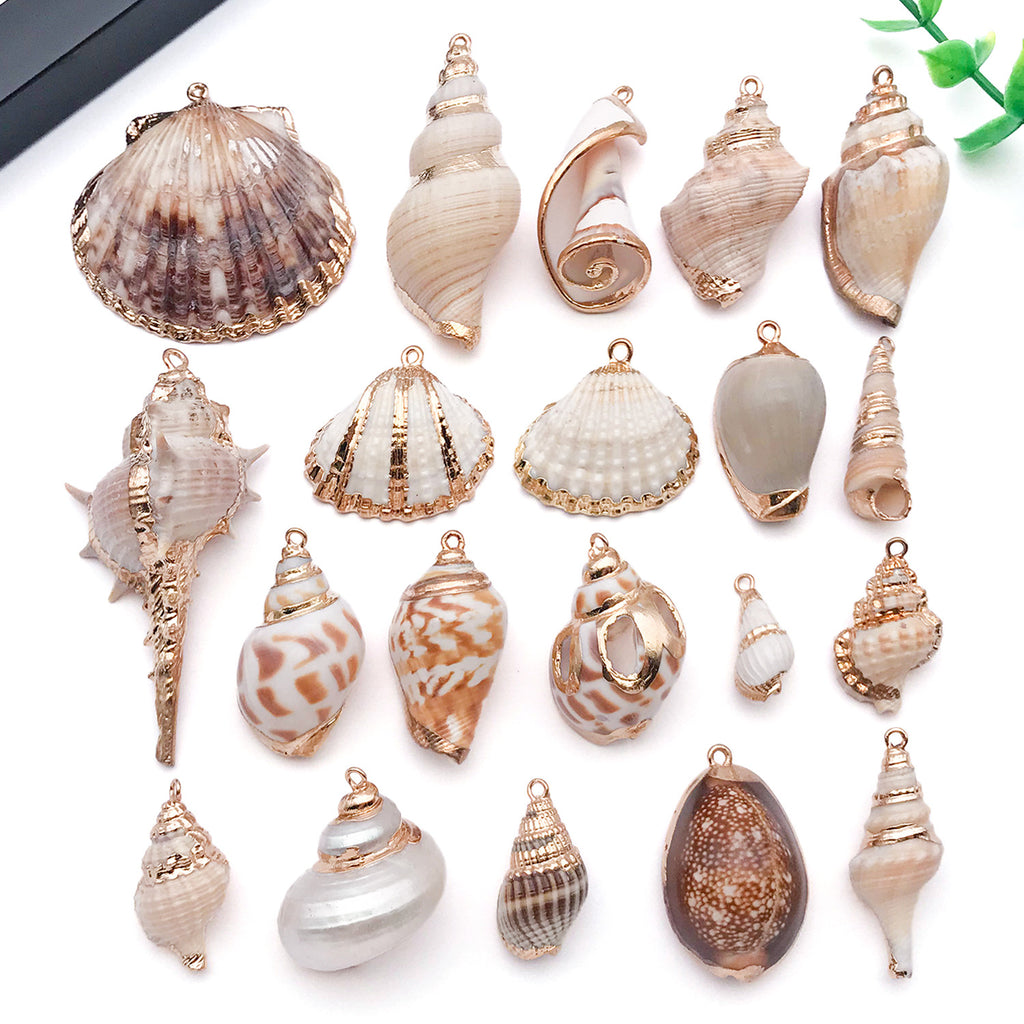 Gold Plated Acrylic Shell Conch Bead Charm Pendant for DIY Necklace Earrings Wind Chime
