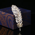 Gold Tone Pave Crystal Feather Brooch Clear Rhinestone Pin view 3
