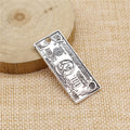 One Hundred Dollar Bill Shaped Antique Silver Metal Charm view 2