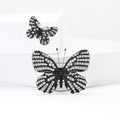 Two Piece Black Crystal Butterfly Brooch Set in Large and Small view 2