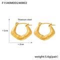 Bamboo Texture U Hoop Earrings Titanium Steel Geometric Pair view 6