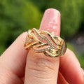 Wide Woven Knot Pave Ring In Gold And Silver Tones view 4