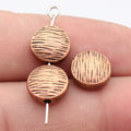 Woodgrain Texture Flat Round Metal Beads in Three Finishes view 2