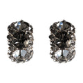 Silver Tone Three Smoke Gray Faceted Stone Drop Stud Earrings view 5