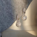 Crystal Ball Drop Hoop Earrings with Textured Silver Tone Details view 6