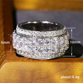 Wide Five-Row Clear Stone Band Ring In Silver Tone view 4