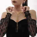 Asymmetric Y-Chain Lariat Necklace With Wave Bar Tassels view 4