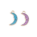 Gold Tone Crescent Moon Charms in Blue and Purple Enamel view 5
