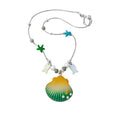 Blue Green Gradient Shell Pendant Mixed Bead Necklace view 5