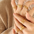 Multi Band Cross Wrap Open Rings Gold And Steel Tone Styles view 1