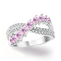 Marquise Stone Crossover Multi-Rail Ring In Four Colors Silver Tone view 4